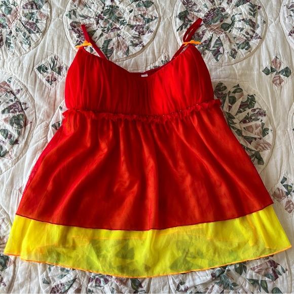 Y2K Victoria’s Secret Fire Fairy Milkmaid Babydoll Camisole Tank, L - Picture 3 of 10